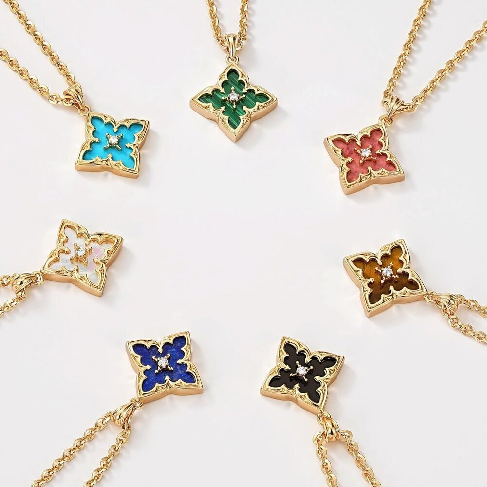 Gold Clover Necklace for Women - 14K Gold Plated CZ Pendant, Adjustable Choker - Picture 7 of 7